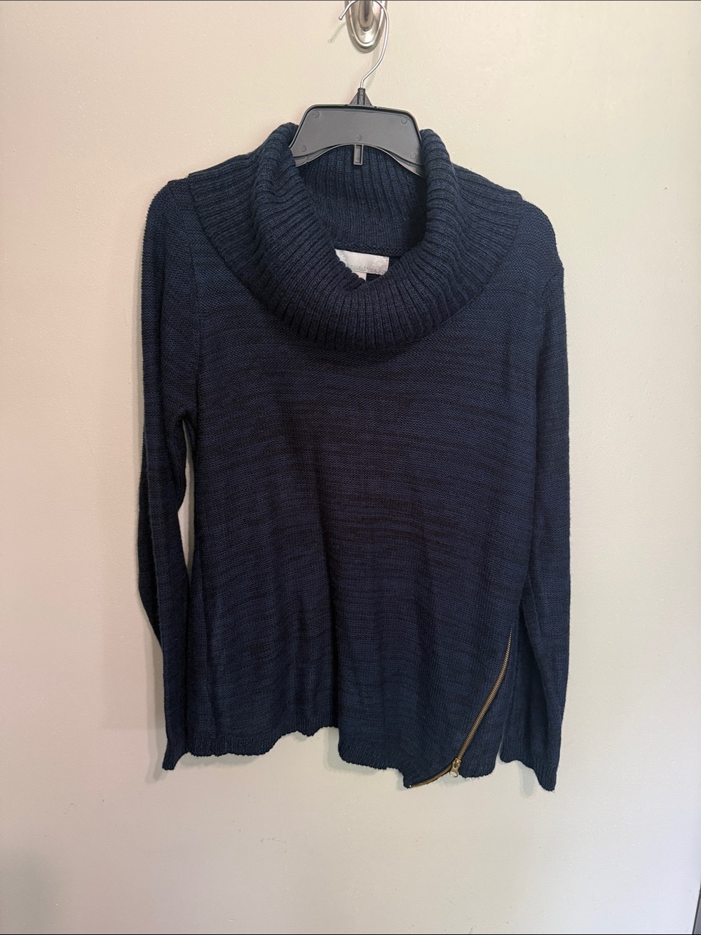 Emily Rose Navy Cowl Neck Sweater with Side Zip
